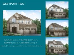 Westport Two at Georgina View – a beautifully designed detached home in Keswick with a three-car garage, modern interiors, and up to 3,379 sq. ft. of functional living space.